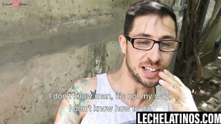 LecheLatinos.com - Ariel kneels to suck the sexy pool cleaner