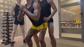 Threesome erotic workout