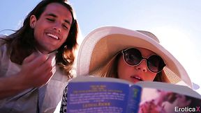 Smart angel Tiffany Watson drilled on the leather couch by a hunk