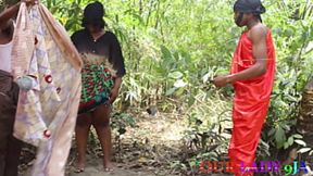 Deep throat African foursome on curvy ass&#x1F351; BBW in the wilderness for Xmas rituals