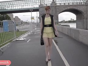 Jeny Smith public flasher shares great upskirt views on the streets