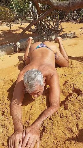 Ladysilva in Bikini on Public Beach Showing off Her Hot Ass