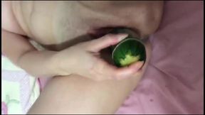 tight pussy gets stretched by big cucumber - latinos puercos