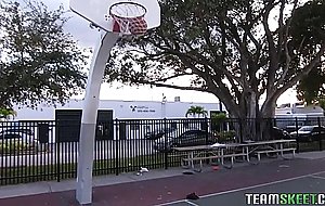 Tiny blonde teen gets her tight pussy pounded intense after playing basketball - nude girls