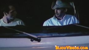 Muscled retro hottie Rory gets his throat choked and fucked by Richard West