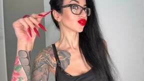 Finger snapping, long fingers with RED matte color Long nails, palms and fingers sucking
