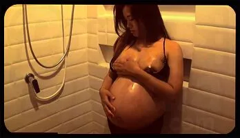 40 Weeks Pregnant Thai MILF Pat Gets Horny in POV Shower Scene