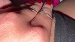 Solo girl plays with big clit and fat pussy lips