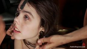 Tiny Cutie Gets a Giant Cock in Her Ass in Front of Total Strangers!