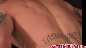 Tatted amateur plays with his prick & makes it cum hard