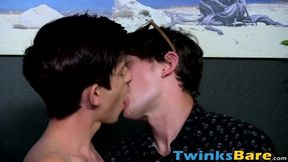 Skinny twinks suck each other off before fucking and cumming