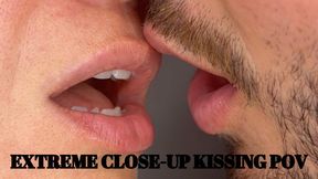 Extreme close-up kissing POV - Mr and Mrs C