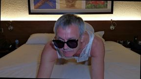 Sissy Michelle Dark Evening Show in White Lingerie From Seychelles