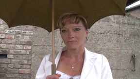 Red Dildo makes this hot blonde German bitch happy