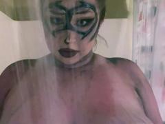 Awesome Big Boobs Blonde Masturbates In The Shower