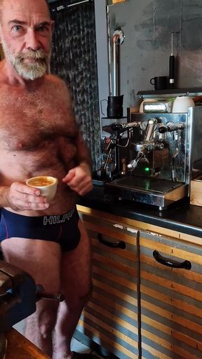 Muscle Bear Has Coffee