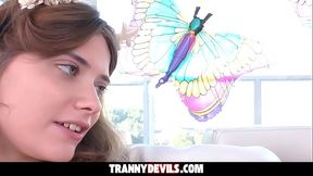 Trans Beauty Pounds Her GF'_s Pussy To Climax