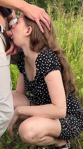 Very Hot Gagging Deepthroat in the Outdoors