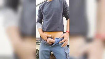 Slim twink with big cock leaks precum and pisses hard