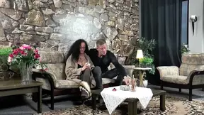 Sexy German MILF sucks and fucks huge cock on the couch