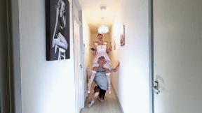 Pretty Dress & Heels Shoulder Riding Neck Squeeze In The Hall (4K)