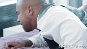 ”This bald dude Julian Grey sits on top of my cock for an assfucking experience”