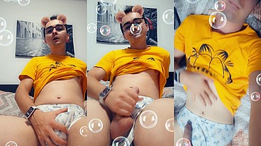 Naughty college boy make Snapchat cum video for his daddy