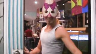 Watch this hairy dude take it deep and hard in his tight ass