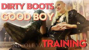 Dirty bootlicking, a good boy's training into slavery