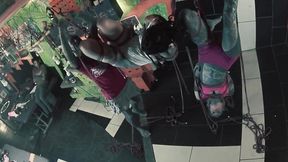 Two ravishing tattooed vixens tied up in shibari bondage