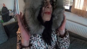 milfycalla face fucking and cumming over my glossy puffer jacket linner