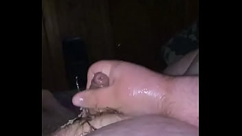 Chub slut pisses and cums all over himself