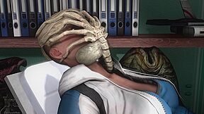 Cute 3d Chick Takes Facehuggers Cum Until Her Belly Inflates