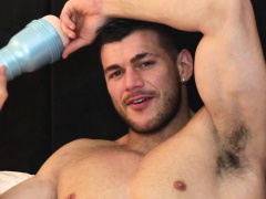 moist asshole fleshlight plunged by muscle hunk