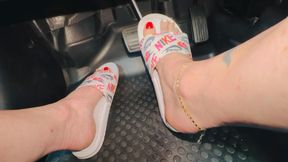 Nike Slide Pedal Pushing Drive to Barefoot