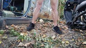 Tempest doing squats outside