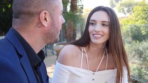 Sweet dark-haired cutie opens holes for a fat dick