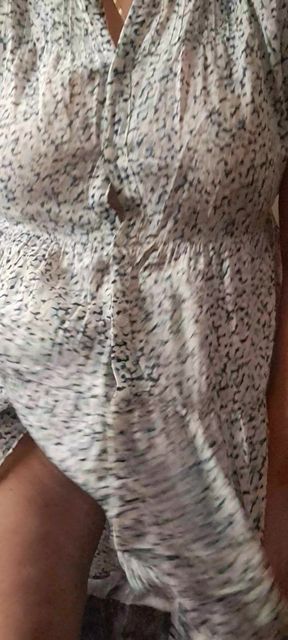 Showing Stepmom's Fat, Hairy Pussy Under Her Dress