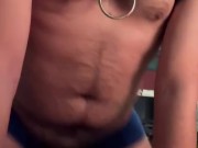 Gay guy in harness fucks a fleshlight