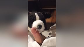 Border Collie Plushie Licks And Makes Onesie Pubby Cum!