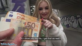 British blonde teen paid and fucked hard under a bridge