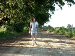 Patricia walking in the estancia