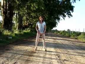 Patricia walking in the estancia