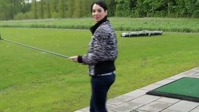 Slutty brunette flashes her tits and gives a nice blowjob