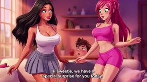 Stepmom and stepsister seduce stepson Taboo