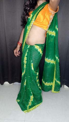 Gorgeous indian sissy wearing sexy saree and satin petticoat with bra panty