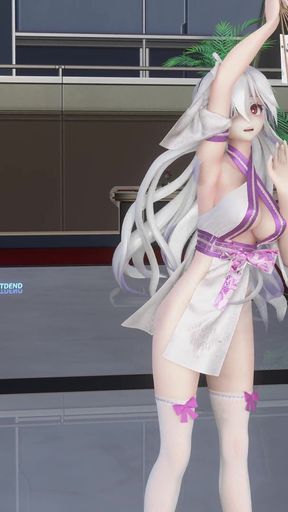 Featured Haku (yawane) - a Thousand Lanterns Traditional-style Seductive Qipao, Thong, White Stockings, High Heels