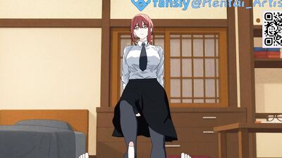 Makima Chainsaw Man gets double penetrated in red stockings & facefucked hard in full uncensored video