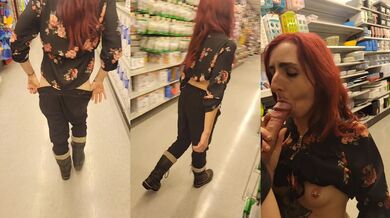 18 Year Old Amateur Flashes Her Big Dick in Public Store