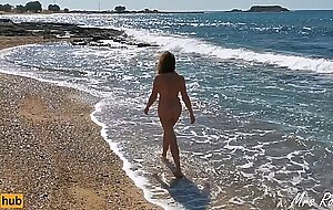 Mrs robinson, my exhibitionist wife goes for a nude walk on the beach